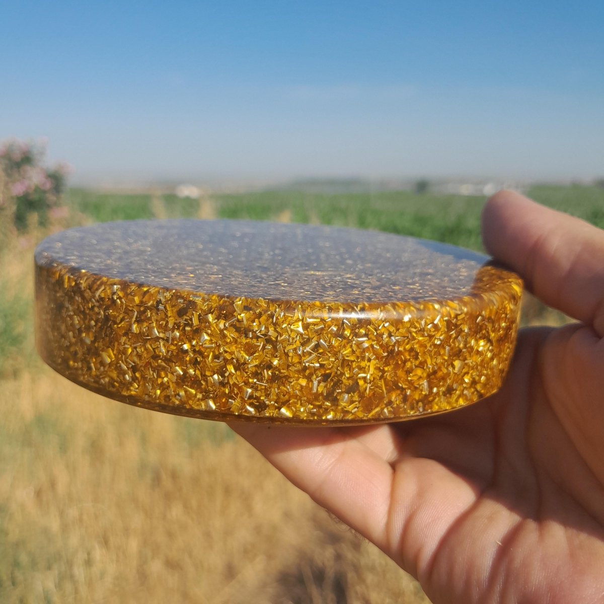 Plato de Carga Orgónica Flor de la Vida Marrón - Mundo Orgon