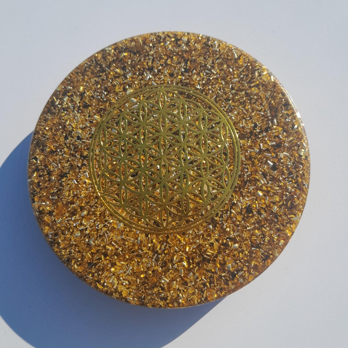 Plato de Carga Orgónica Flor de la Vida Marrón - Mundo Orgon