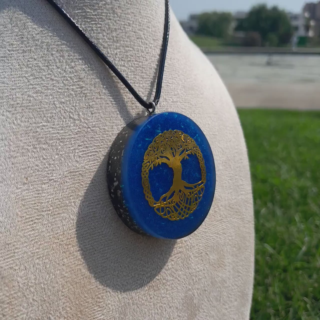Colgante Orgonita Árbol de la Vida Azul con Shungita | Protección 5G, EMF, Energía Orgone, Hecho a Mano