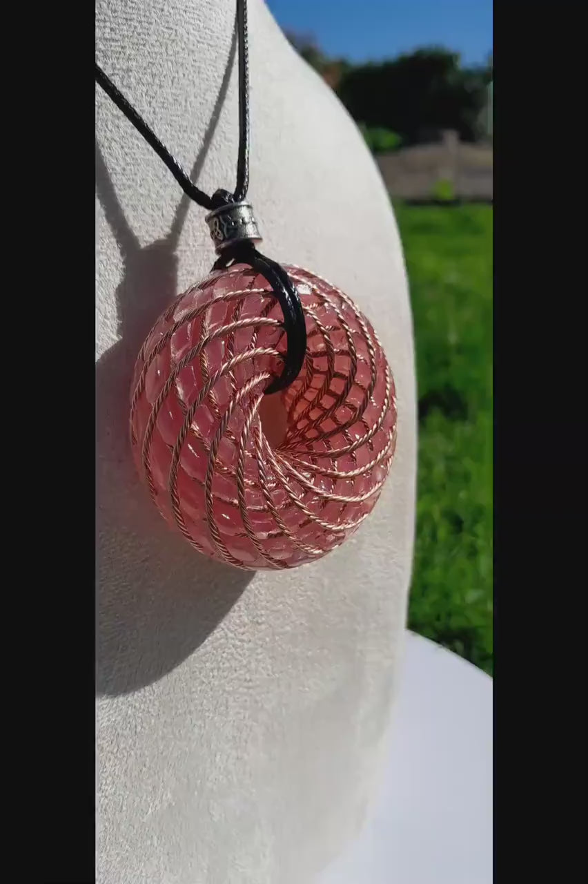 Bobina Torus de Rodin con Cuarzo Rosa- 62mm- Generador de Ondas de Vórtice
