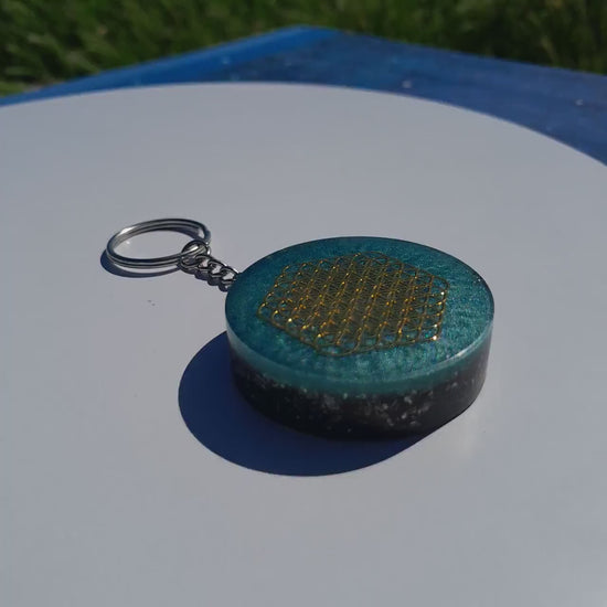 Llavero Orgonita Flor de la Vida con Shunguita- Orgonite Keychain