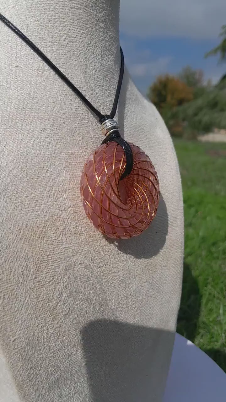 Bobina Torus Rodin con Cuarzo Rosa- 50mm- Generador de Ondas de Vórtice