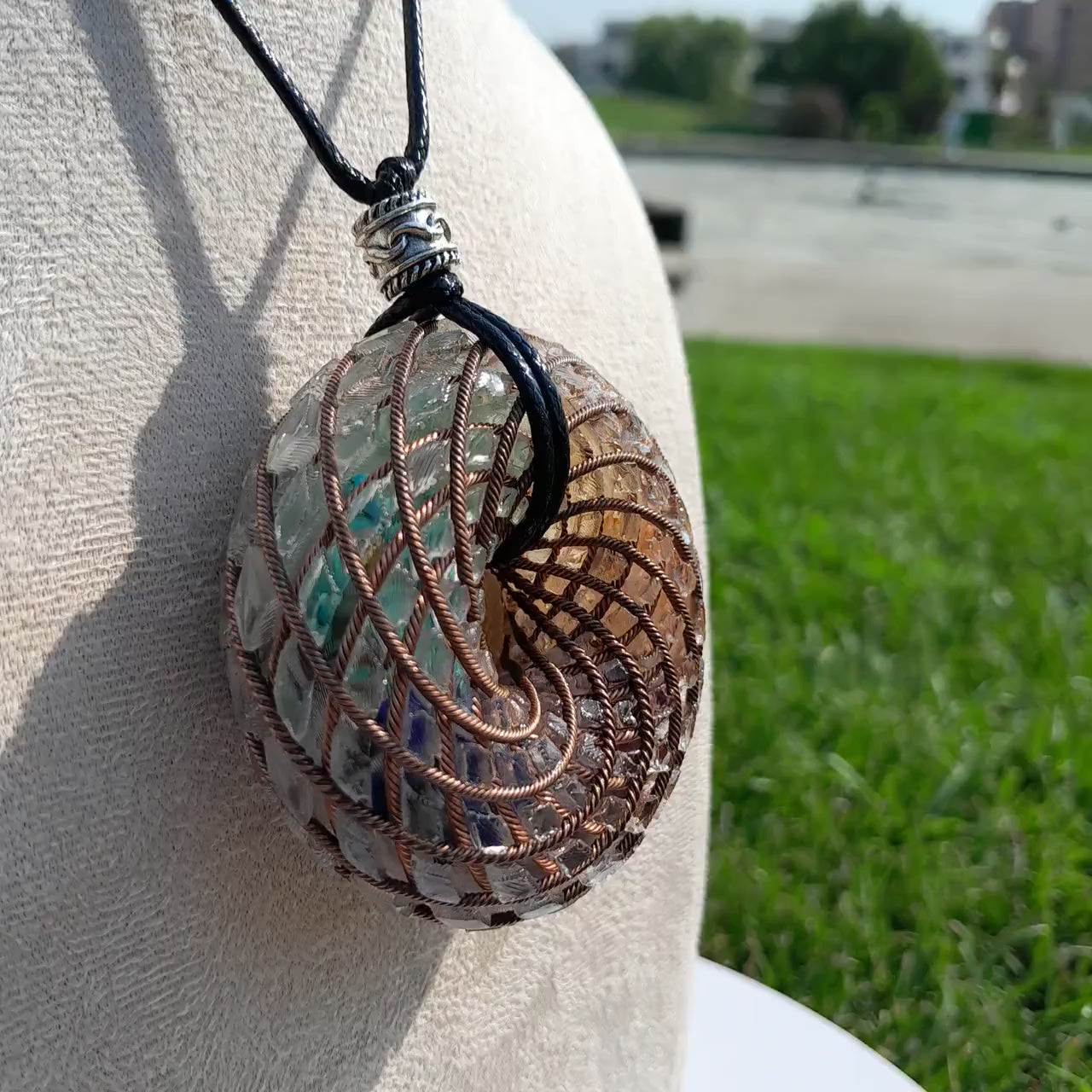Bobina Rodin Chips de Amatista- Generador de Ondas de Vórtice- Energía Toroidal | Protección EMF | Joyería Energética Hecha a Mano