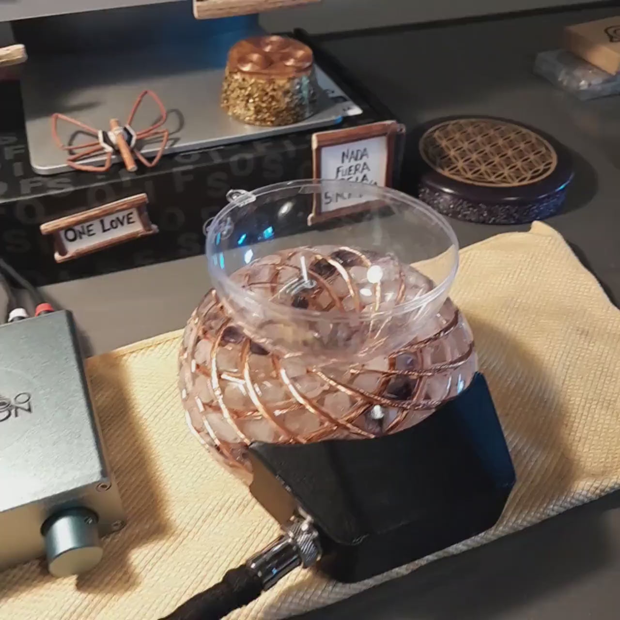 Handmade Rodin Torus Coil Kit – Copper, Amethyst & Rose Quartz, 140mm