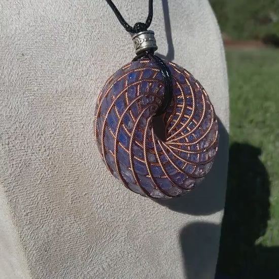 Bobina Rodin Chips de Amatista- 62mm- Generador de Ondas de Vórtice- Energía Toroidal | Protección EMF | Joyería Energética Hecha a Mano