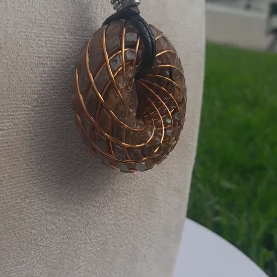 Bobina Torus Rodin con Ojo de Tigre y Shungita- 50mm- Generador de Ondas de Vórtice