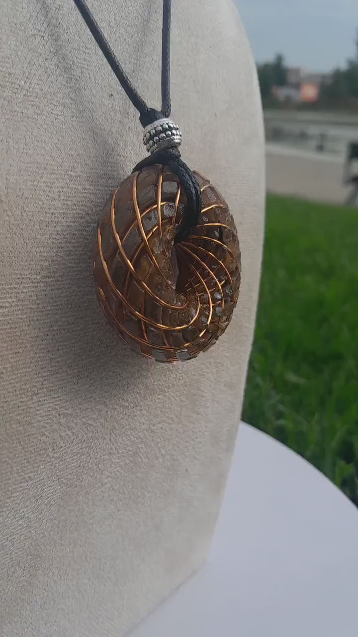 Bobina Torus Rodin con Ojo de Tigre y Shungita- 50mm- Generador de Ondas de Vórtice
