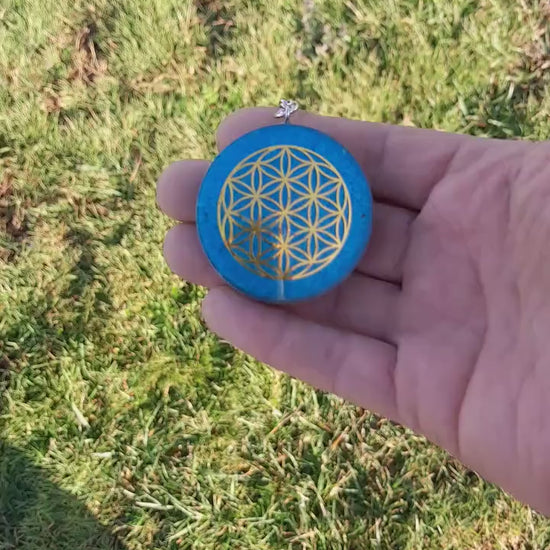 Llavero Orgonita Flor de la Vida Azul Cielo con Shungita - Protector Energético 5G, Amuleto Espiritual Hecho a Mano