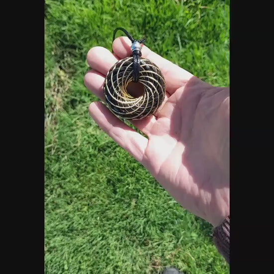 Bobina Torus Rodin con Shungit- Cobre Bañado en Oro de 14K- 50mm- Generador de Ondas de Vórtice
