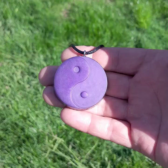 Colgante Orgonita Yin Yang Violeta| Protección 5G, EMF, Energía Orgone, Hecho a Mano
