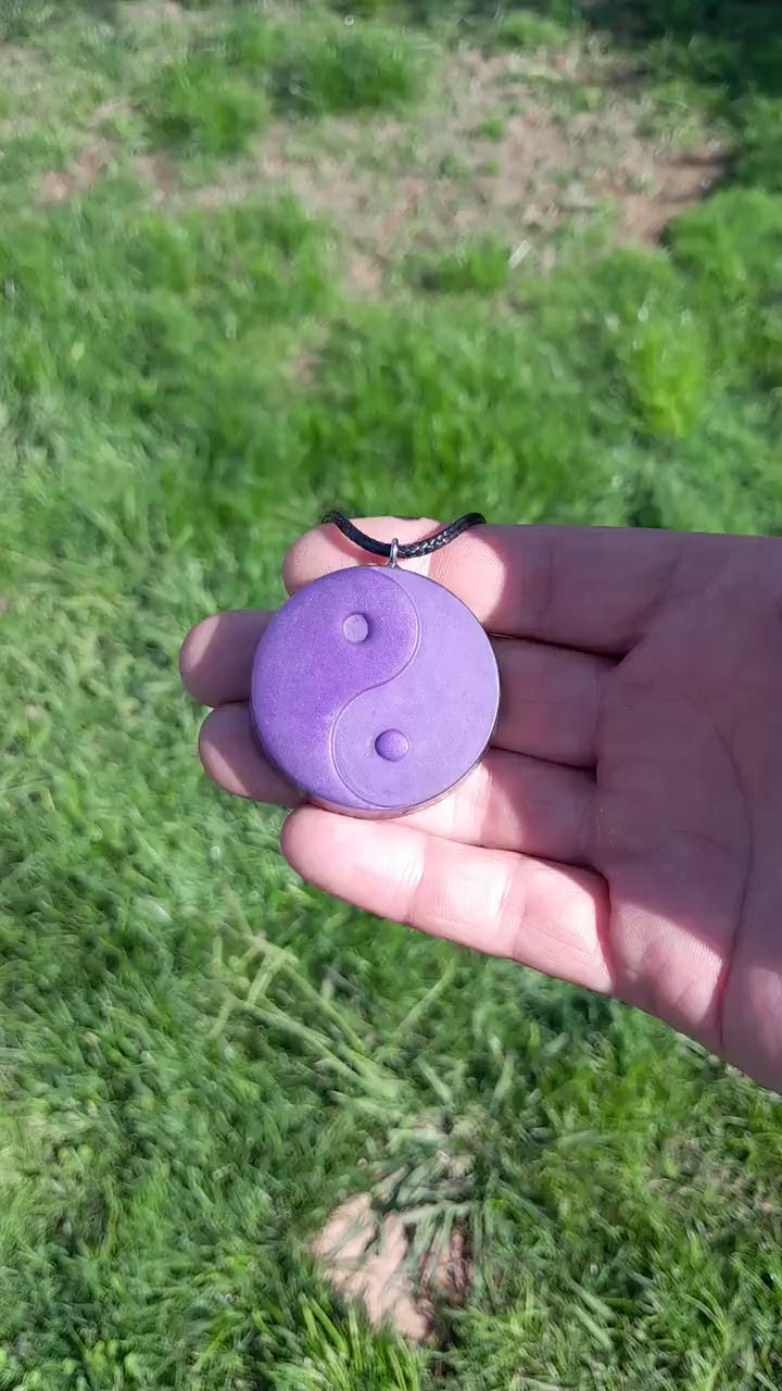 Colgante Orgonita Yin Yang Violeta| Protección 5G, EMF, Energía Orgone, Hecho a Mano