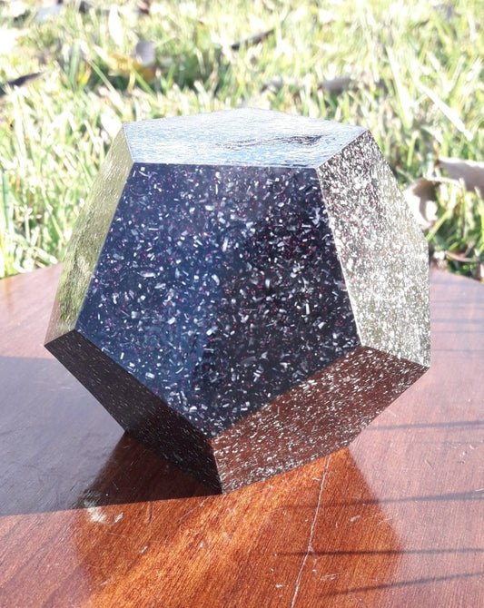 Dodecaedro Orgonita con Shunguita - Grande - Mundo Orgon